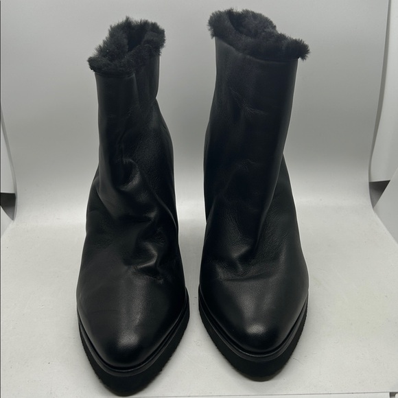 Tamara Mellon Sexy Black Leather Fur Wedge Ankle Boots Shoes **Size 39** 🌹🌹 - Picture 2 of 10